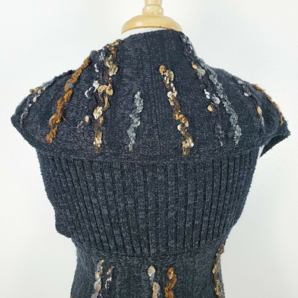 CURIO Small Wool Mohair Angora Sleeveless Knit Draped Women's Cardigan Sweater - Picture 6 of 12